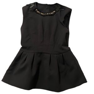 Black round neck sleeveless bead shirt